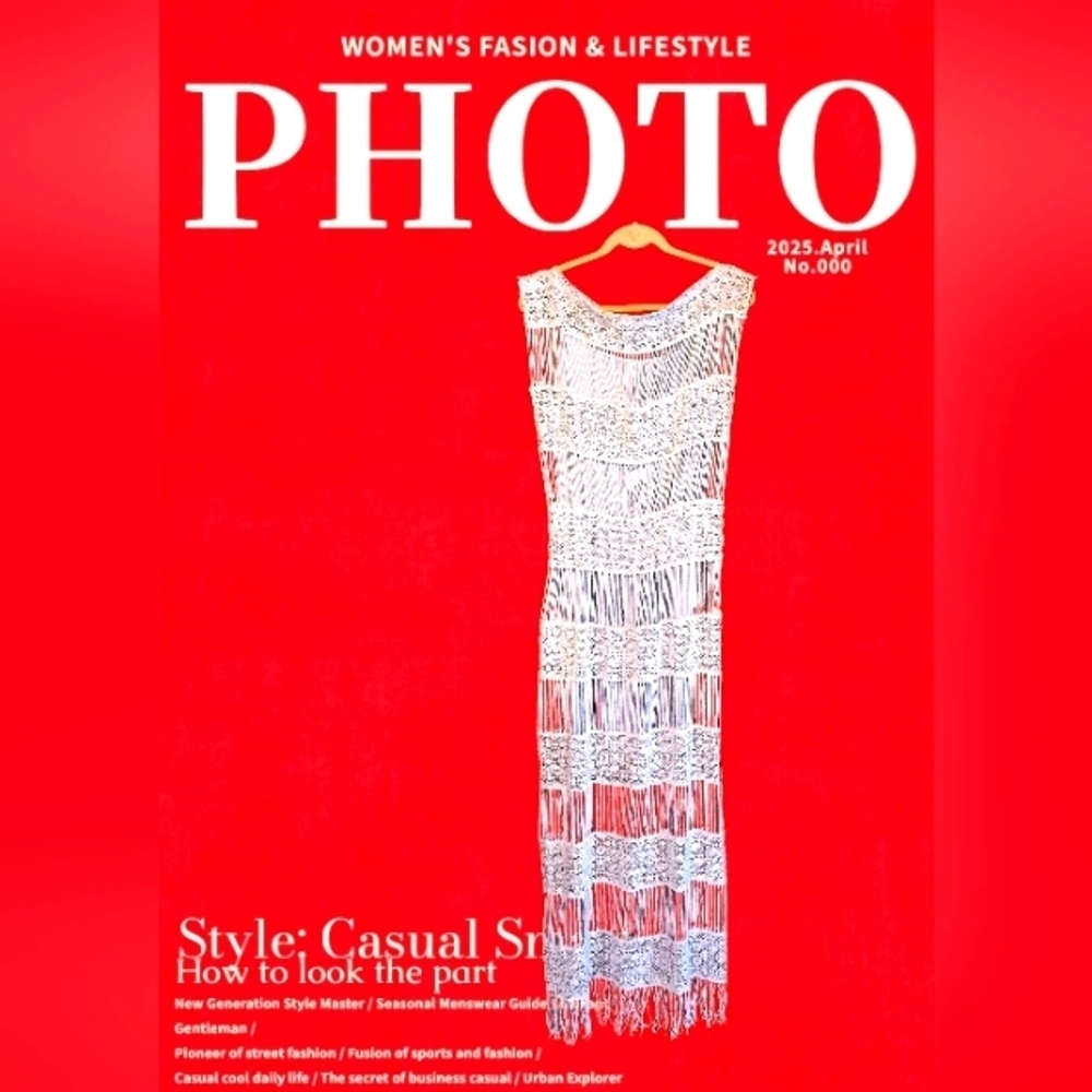 NWOT Callahan Anthropologie Pastel Blue Crochet Fringe Maxi Dress - Picture 1 of 6